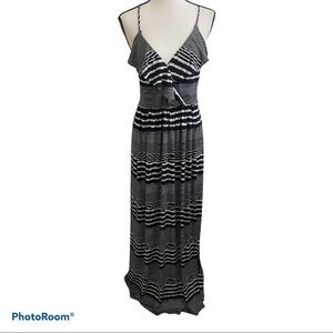 Betsy Johnson maxi ruffle black white dress. Size 4
